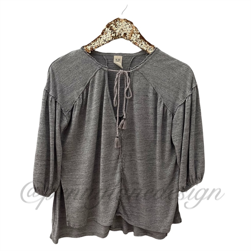 Free People We Are The Free Gray Tassel Tie Flowy Tunic Top XS